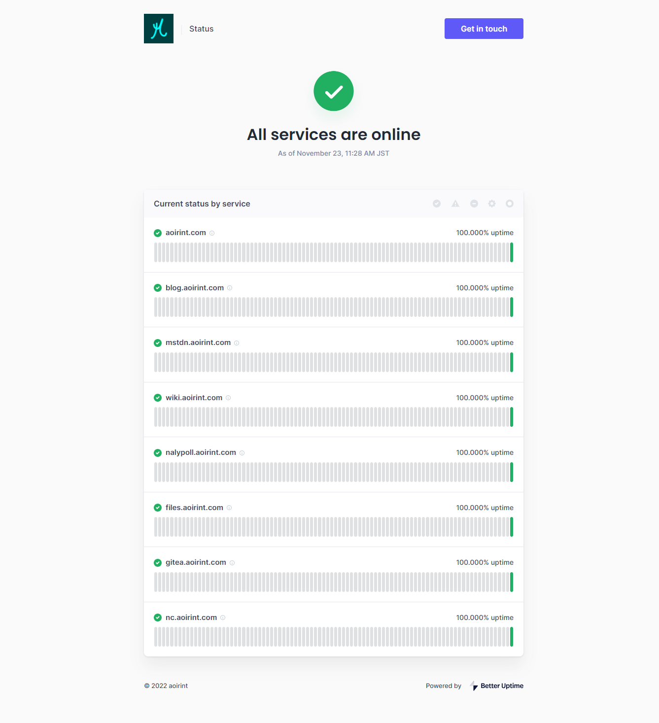 ステータスページ