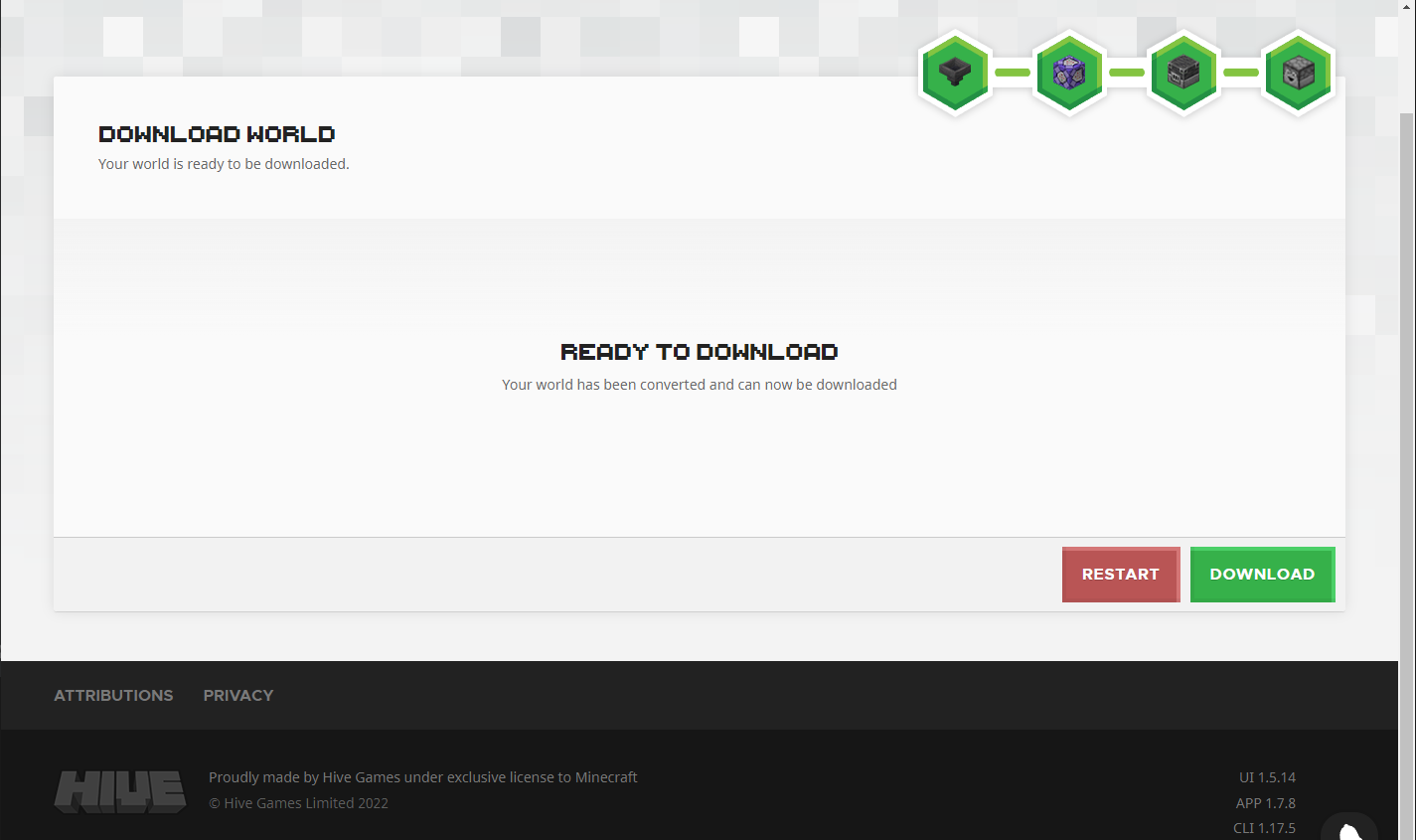 Chunker 変換したワールドをダウンロード