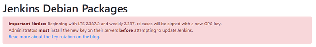 Jenkins GPG key update notice